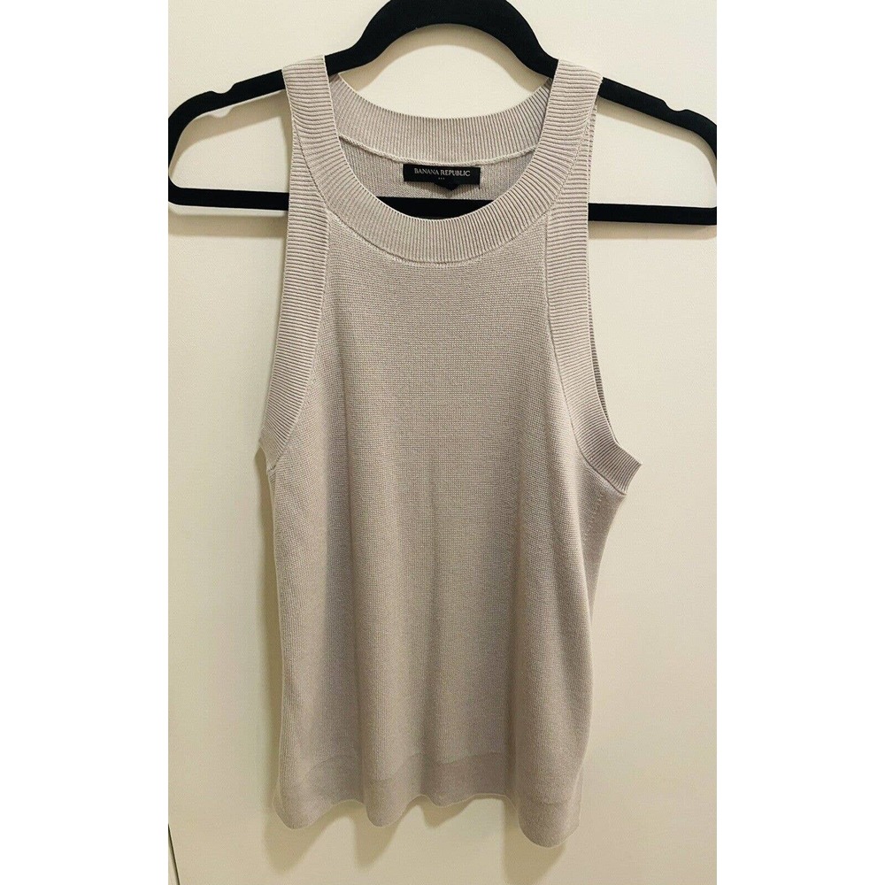 Banana Republic Shirt Womens Medium Beige Tank Top Knit Basic Casual Ladies